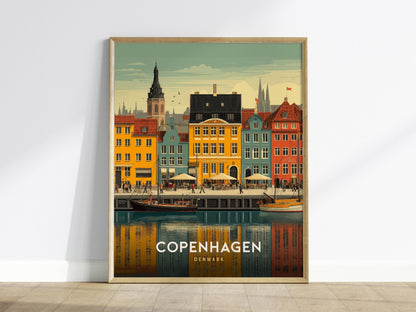 Copenhagen Denmark Poster | Nyhavn Harbor Wall Art | Framed or Unframed