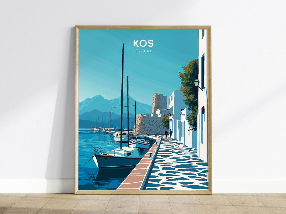 Kos Greece Aegean Island Harbor Coastal Framed Unframed Travel Print Wall Art
