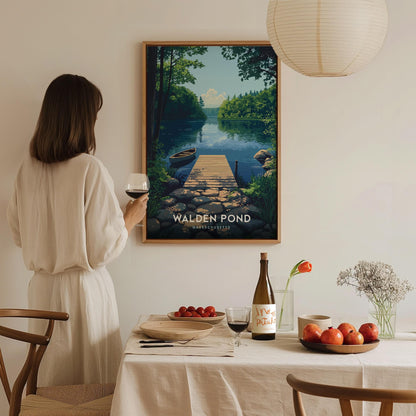 Walden Pond Massachusetts Nature Canoe & Dock Framed Unframed Travel Print Wall Art