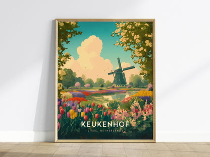 Keukenhof Gardens Dutch Tulip Garden Netherlands Flower Decor Framed Unframed Travel Print Wall Art