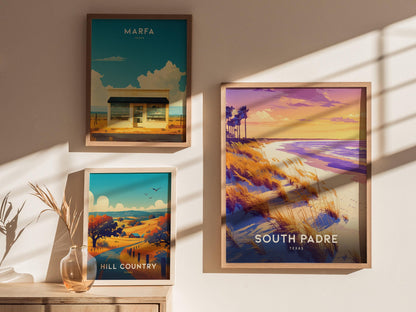 South Padre Island Texas Beach Coastal Sunset Framed Unframed Travel Print Wall Art