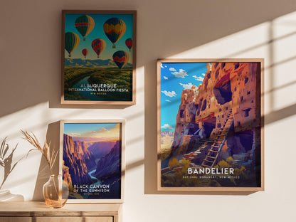 Bandelier National Monument New Mexico Pueblo Ruins Southwest Landscape Framed Unframed Travel Print Wall Art
