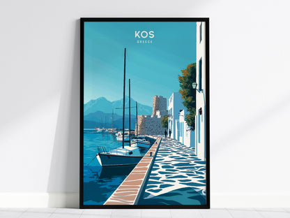 Kos Greece Aegean Island Harbor Coastal Framed Unframed Travel Print Wall Art