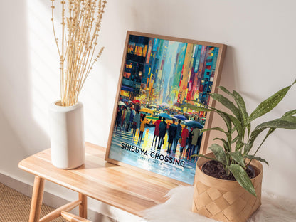 Shibuya Crossing Tokyo Japan Neon City Street Framed Unframed Travel Print Wall Art