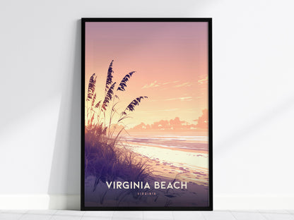 Virginia Beach Poster Coastal Sunset Framed Unframed Wall Art Beach Home Decor