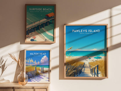 Pawleys Island South Carolina Coastal Beach Framed Unframed Travel Print Wall Art