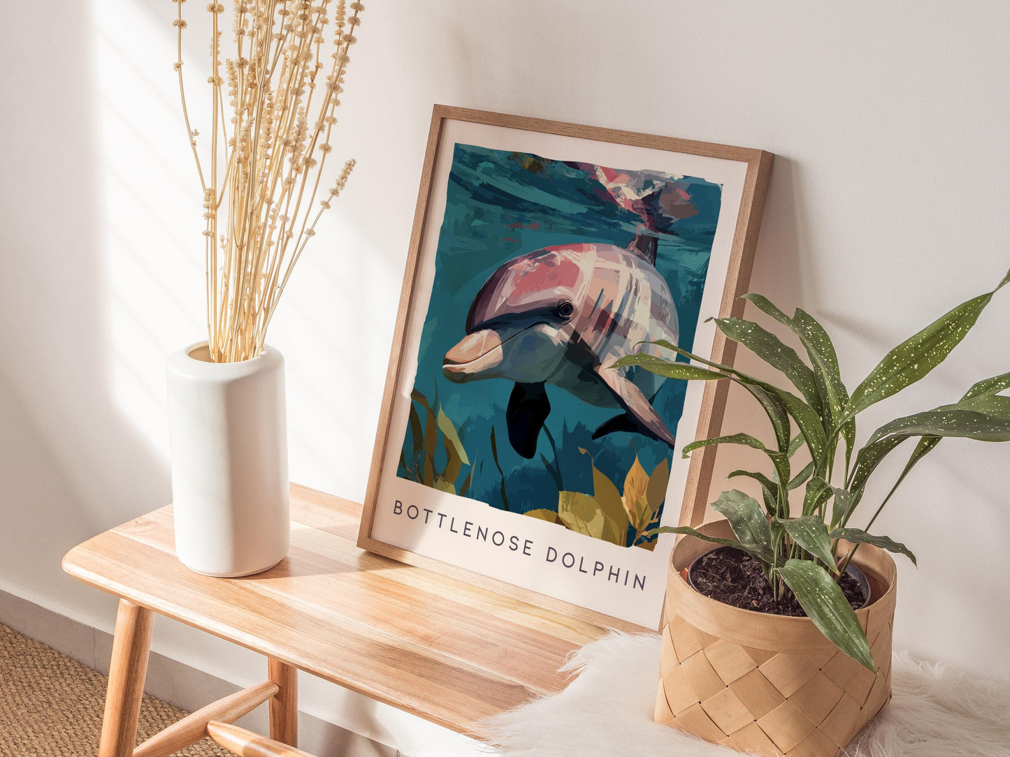 Bottlenose Dolphin Poster | Ocean Wildlife Coastal Decor Wall Art