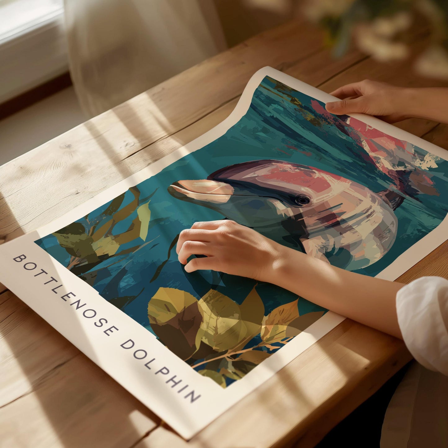 Bottlenose Dolphin Poster | Ocean Wildlife Coastal Decor Wall Art