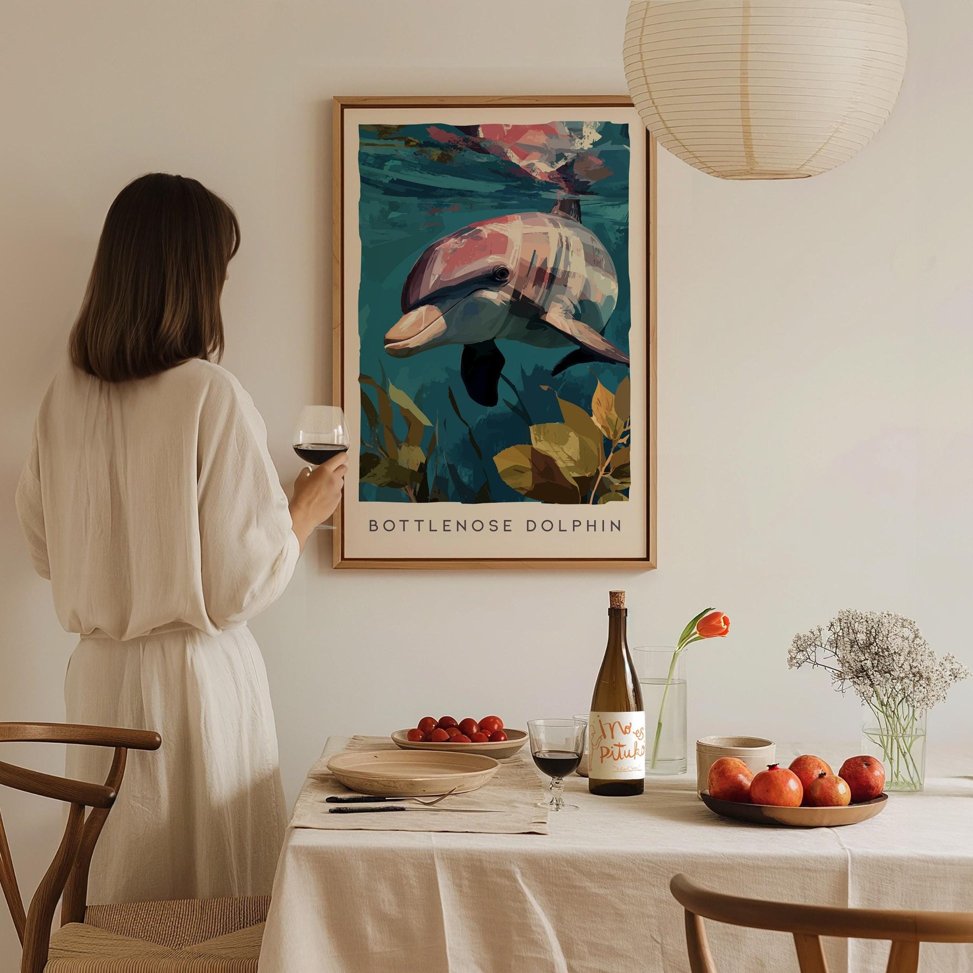 Bottlenose Dolphin Poster | Ocean Wildlife Coastal Decor Wall Art