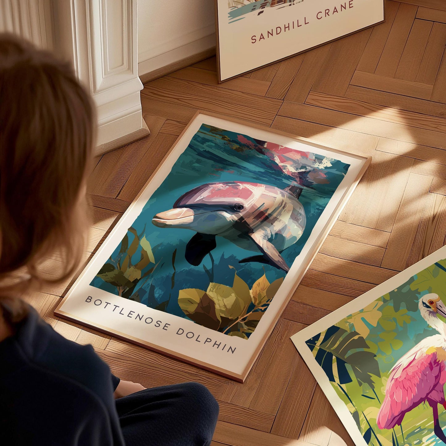 Bottlenose Dolphin Poster | Ocean Wildlife Coastal Decor Wall Art