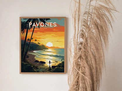 Pavones Surf Framed Wall Art | Costa Rica Beach Poster Design | Playa Pavones Surfing Unframed Print | Rio Claro Surfer Home Decor Gift