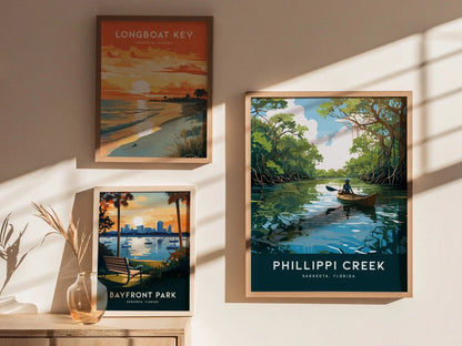 Phillippi Creek Kayaker Framed Wall Art | Sarasota Kayak Poster Design | Florida Fishing Unframed Print | Mangrove Adventure Home Decor