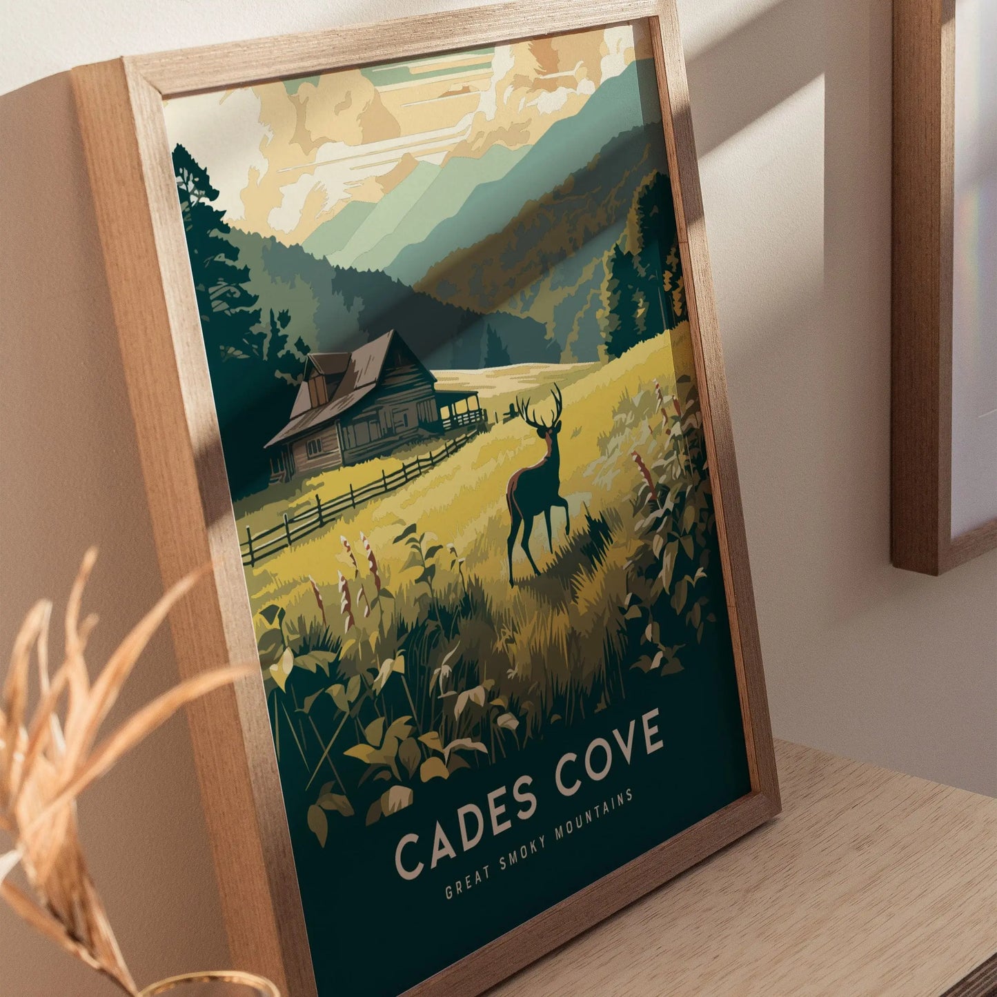 Cades Cove, Tennessee, North Carolina, Great Smoky Mountains National Park - Wall Art Poster Print Design Travel Nature Hiker Adventure Gift