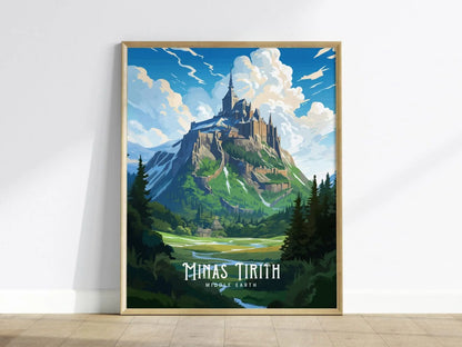 Minas Tirith, Lord Of The Rings Framed Wall Art | Middle Earth Poster Design | Human City Print | Tolkien Set Fantasy LOTR Home Decor