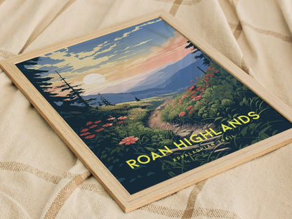 Roan Highlands Appalachian Trail, Framed Wall Art | AT, Carolina, Tennessee Mountains | Poster Hiker Backpacker Print Gift Idea Home Decor