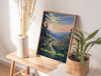 Roan Highlands Appalachian Trail, Framed Wall Art | AT, Carolina, Tennessee Mountains | Poster Hiker Backpacker Print Gift Idea Home Decor