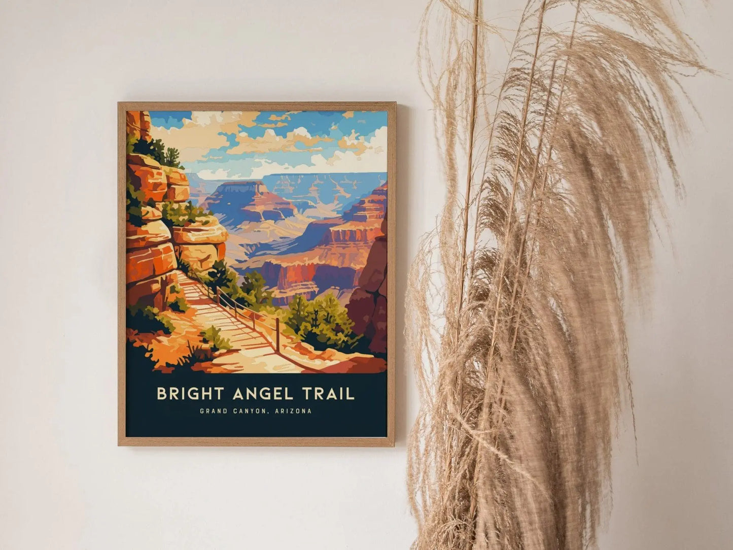 Bright Angel Trail, Grand Canyon National Park, Arizona - Wall Art Poster Design Travel Print Hiker Backpacker Adventure Gift