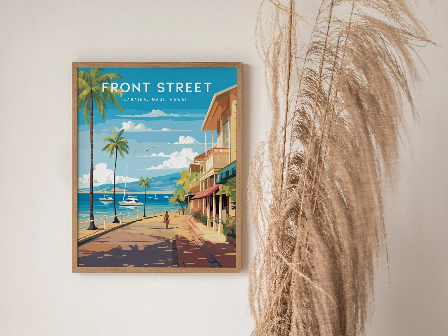 Front Street, Lahaina, Maui, Hawaii - Wall Art Poster Design Travel Island Tropical Memorial Print Gift