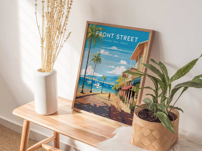 Front Street, Lahaina, Maui, Hawaii - Wall Art Poster Design Travel Island Tropical Memorial Print Gift