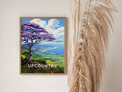 Upcountry Jacaranda, Makawao, Kula, Paia, Maui, Hawaii - Framed Wall Art Poster Design Travel Island Tropical Memorial Print Gift Home Decor