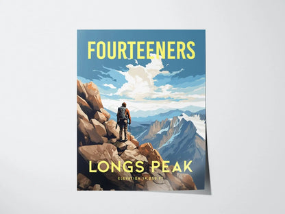 Longs Peak Estes Park Fourteener Colorado, Framed Wall Art | Rocky Mountains 14ers | 14er Climber Hiker Poster Print Gift Idea Home Decor