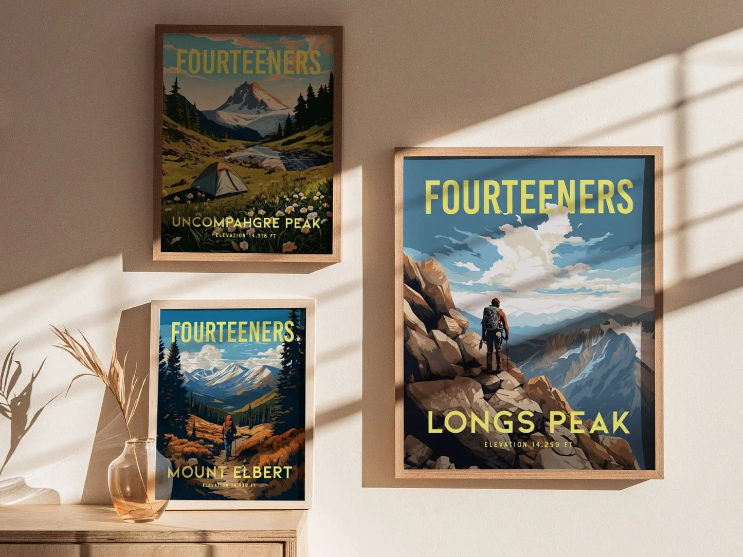 Longs Peak Estes Park Fourteener Colorado, Framed Wall Art | Rocky Mountains 14ers | 14er Climber Hiker Poster Print Gift Idea Home Decor