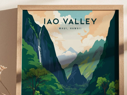 Iao Valley Needle, Maui, Hawaii - Wall Art Poster Design Travel Strong Rainforest Ocean Tropical Hawaiian Wailuku Print Gift Collection Set