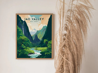 Iao Valley Needle, Maui, Hawaii - Wall Art Poster Design Travel Strong Rainforest Ocean Tropical Hawaiian Wailuku Print Gift Collection Set