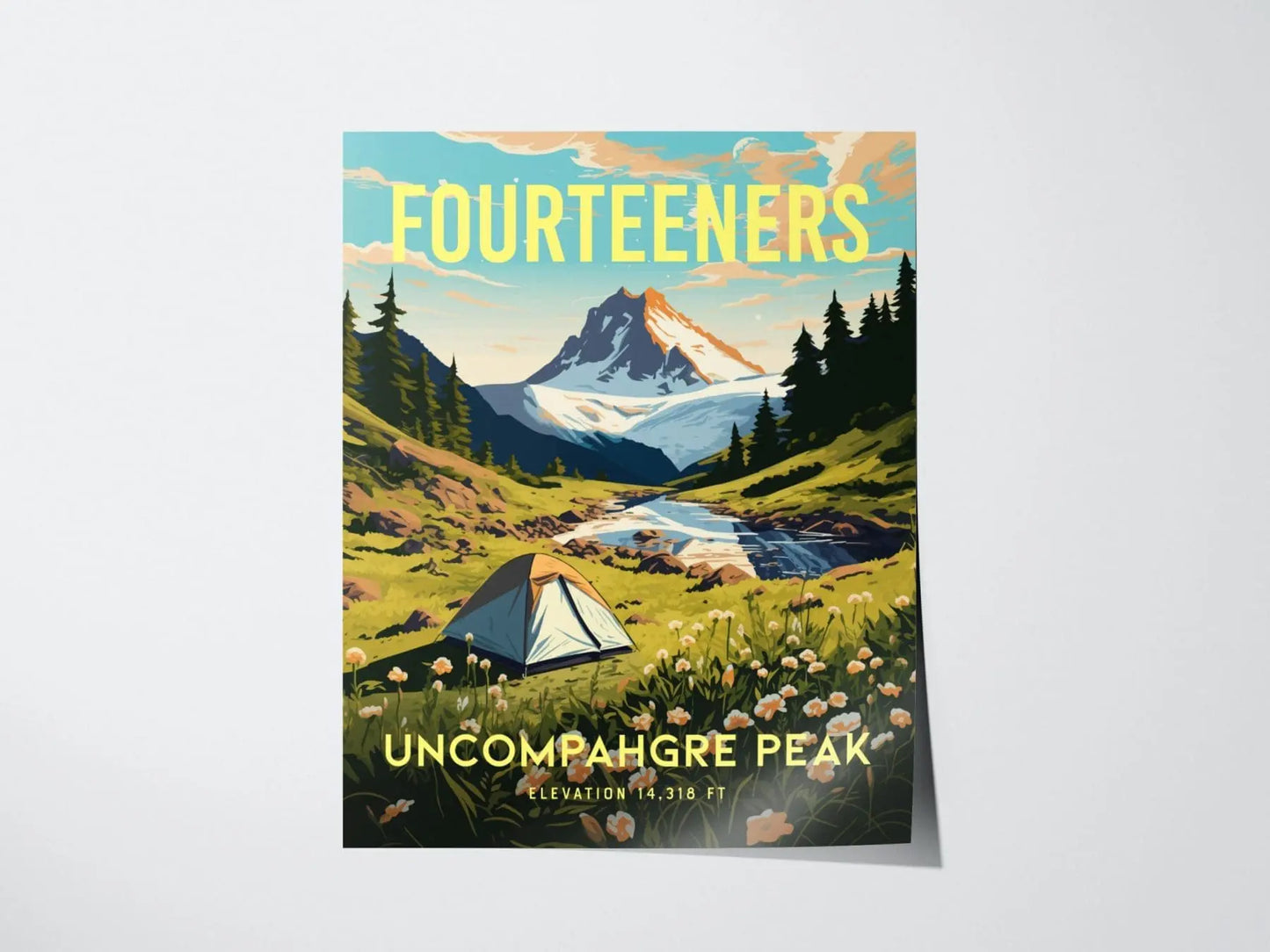 Uncompahgre Peak Colorado Fourteener, Framed Wall Art | Rocky Mountains 14ers 14er Climber Hiker Camping Poster Print Gift Idea Home Decor