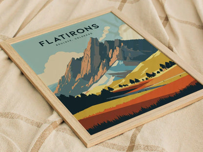 Flatirons, Boulder, Colorado - Chataqua Trail Wall Art Poster Design Travel Print Mountains Hiker Backpacker Rock Climber Gift