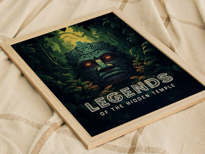 Legends Of The Hidden Temple Nickelodeon Framed Wall Art | 90s Nick Fan Nostalgia Poster Design | 1990s Nostalgic Unframed Print Home Decor