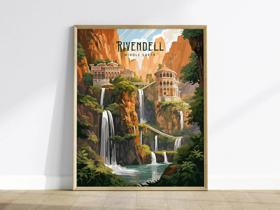 Rivendell Middle Earth Framed Wall Art | Lord Of The Rings Poster Design | Elvish Unframed Print | Tolkien Set Elf Fantasy LOTR Home Decor - Swell Scenes