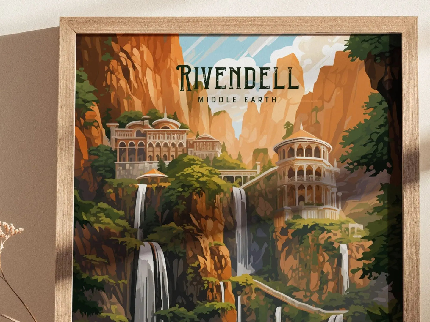 Rivendell Middle Earth Framed Wall Art | Lord Of The Rings Poster Design | Elvish Unframed Print | Tolkien Set Elf Fantasy LOTR Home Decor