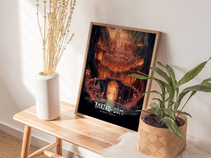 Khazad-dûm, Moria, Lord Of The Rings Framed Wall Art | Middle Earth Poster Design | Dwarf City Print | Tolkien Set Fantasy LOTR Home Decor