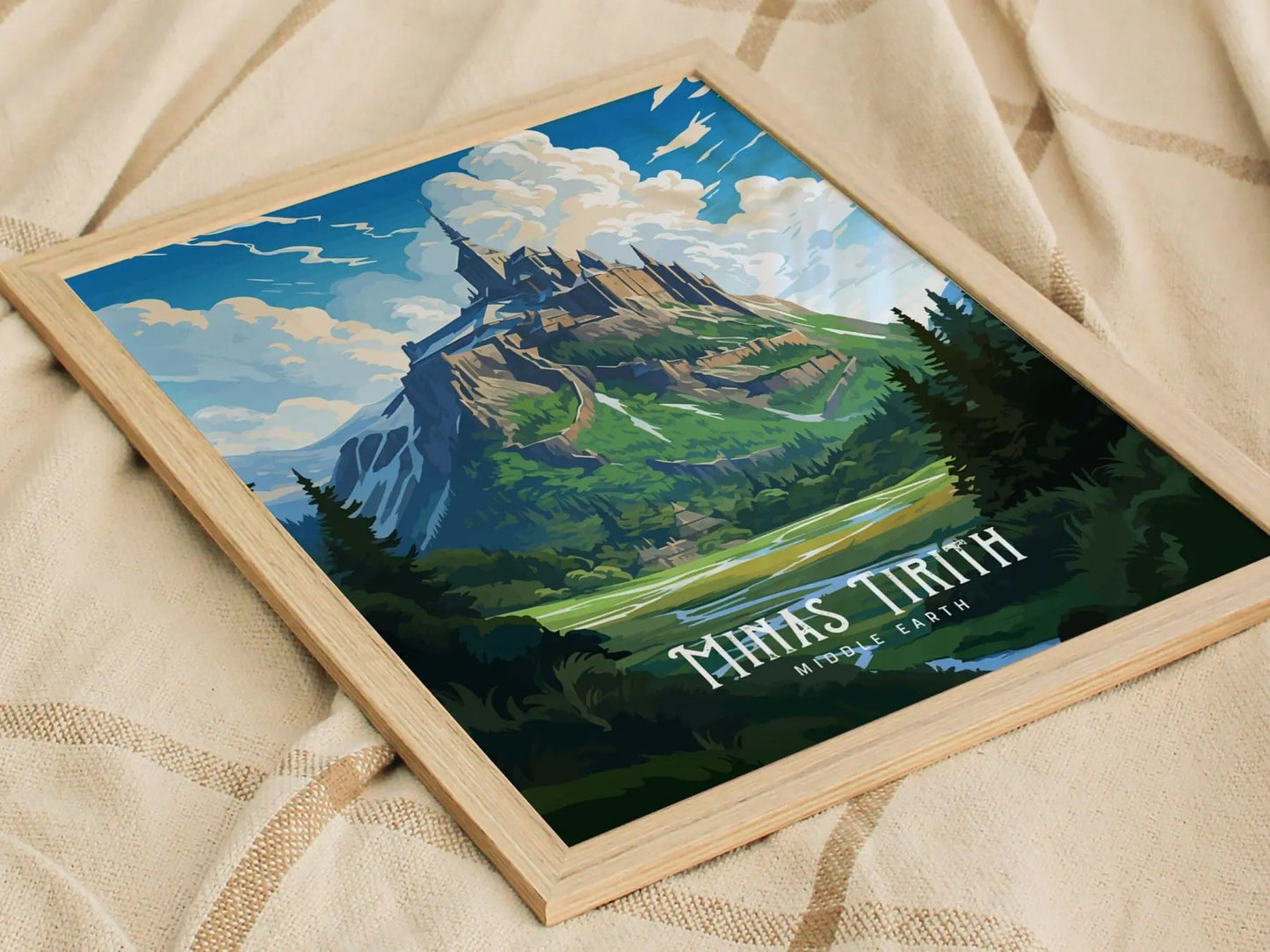 Minas Tirith, Lord Of The Rings Framed Wall Art | Middle Earth Poster Design | Human City Print | Tolkien Set Fantasy LOTR Home Decor