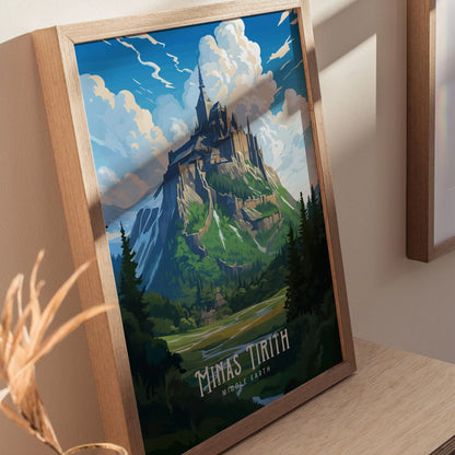 Minas Tirith, Lord Of The Rings Framed Wall Art | Middle Earth Poster Design | Human City Print | Tolkien Set Fantasy LOTR Home Decor