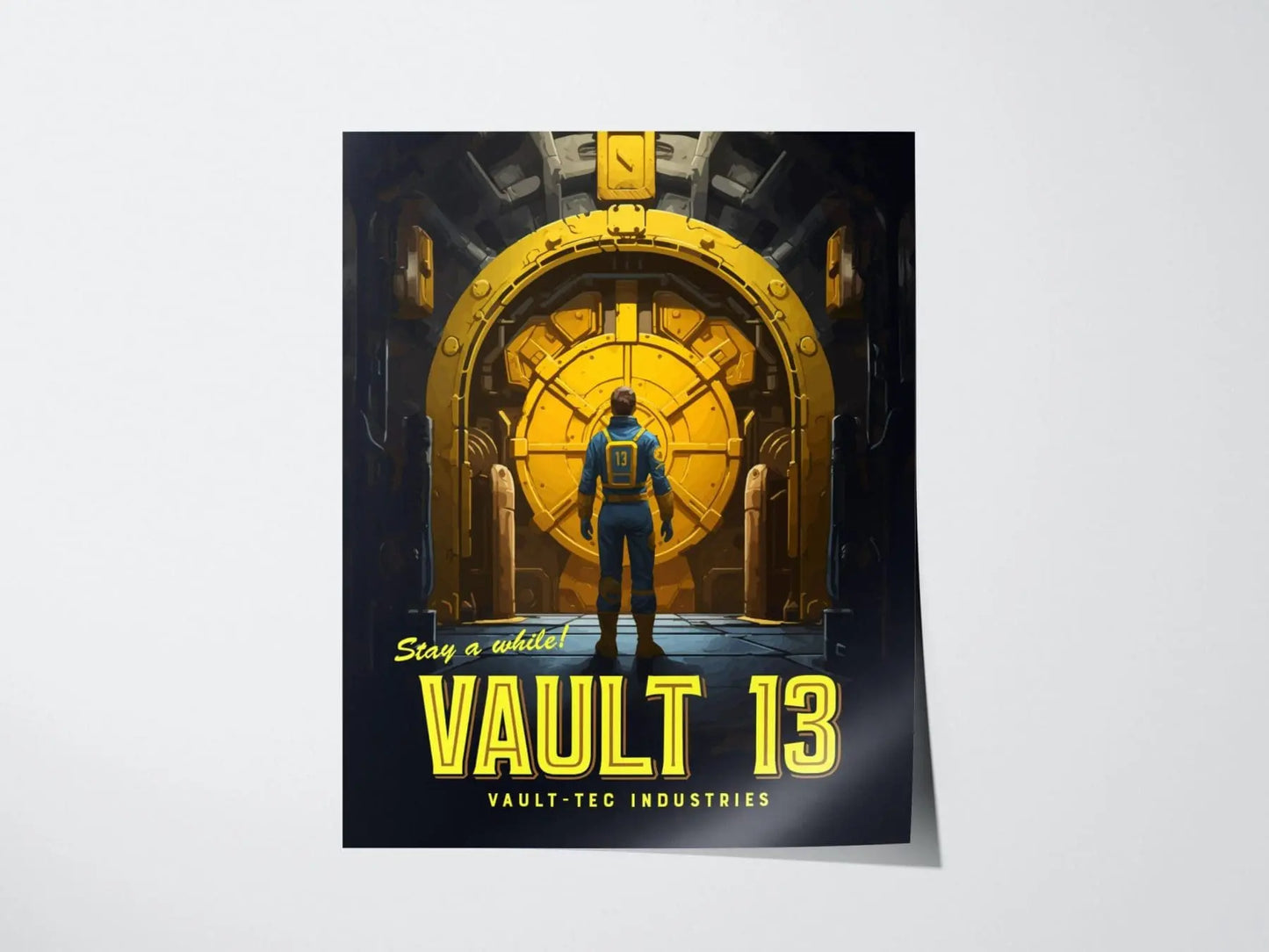 Fallout Game Fan Vault 13 Framed Wall Art | Apocalyptic Gamer Poster Design, Nuclear Prepper Series Print Gift Set RPG Home Decor Collection