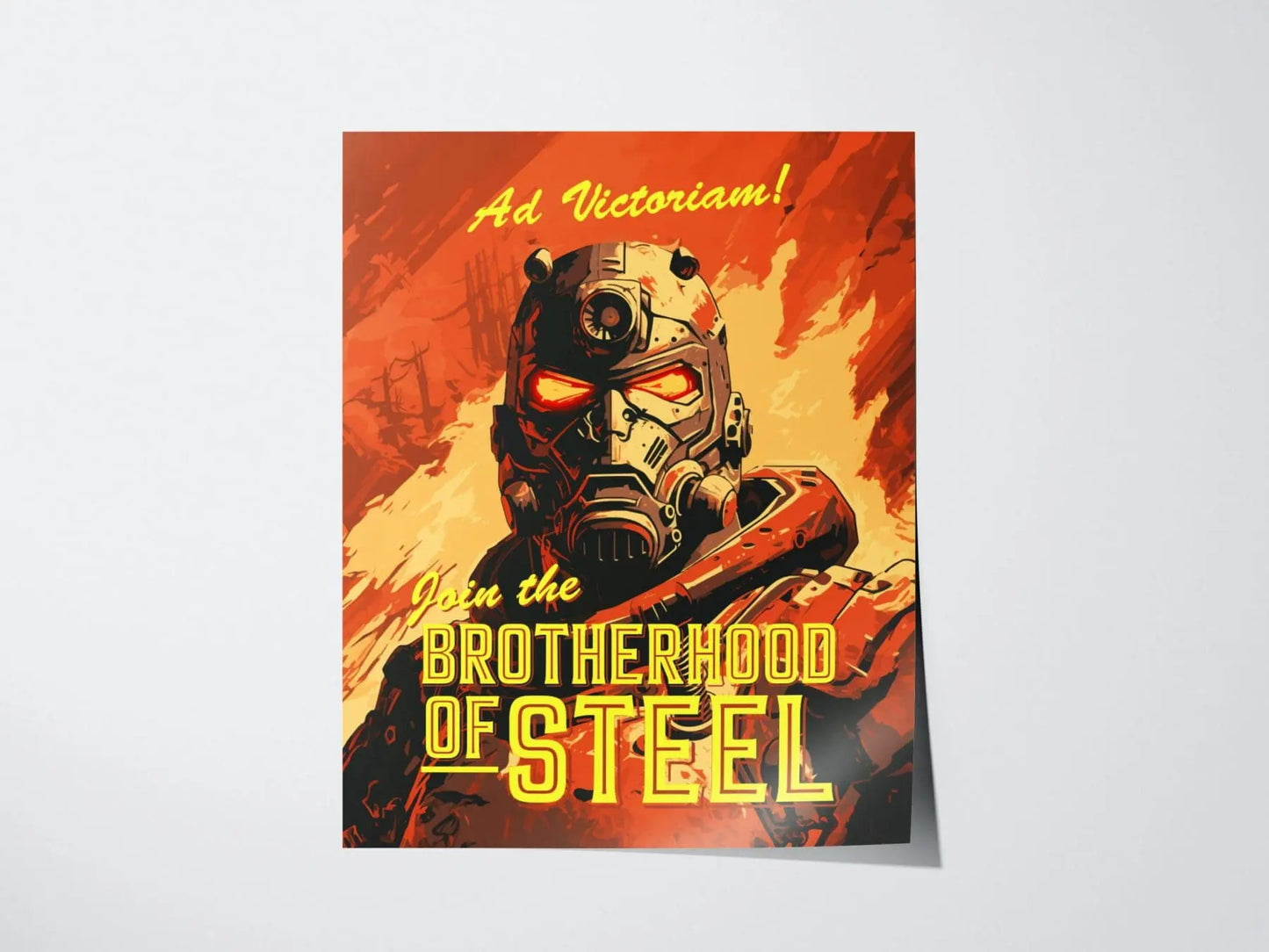 Fallout Game Brotherhood Of Steel Framed Wall Art | Apocalyptic Gamer Fan Poster Design Nuclear Prepper Series Print Gift Set RPG Home Decor