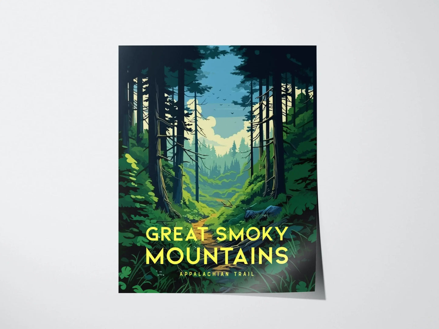 Great Smoky Mountains Appalachian Trail, AT, Carolina, Tennessee - Framed Wall Art Poster Camper Hiker Backpacker Print Gift Home Decor