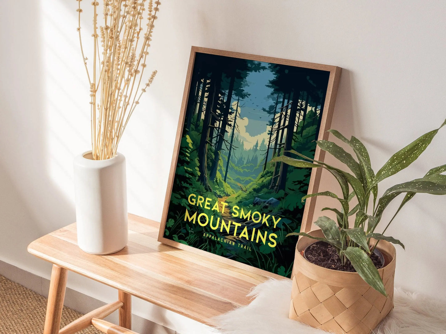 Great Smoky Mountains Appalachian Trail, AT, Carolina, Tennessee - Framed Wall Art Poster Camper Hiker Backpacker Print Gift Home Decor