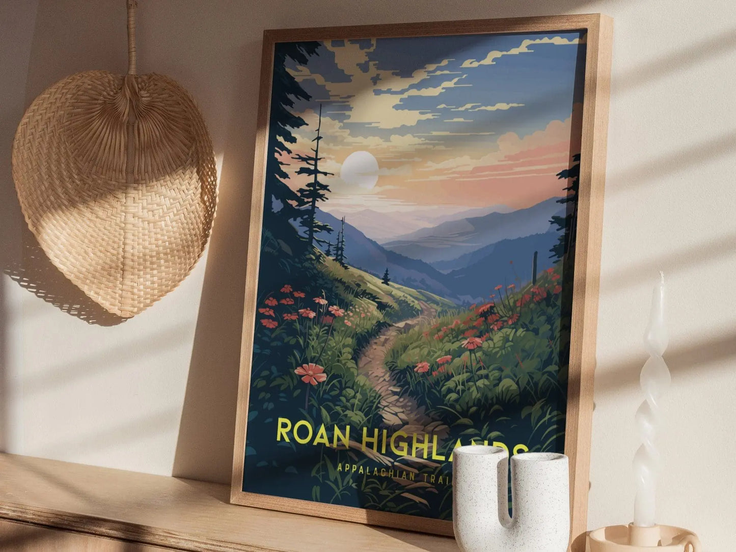 Roan Highlands Appalachian Trail, Framed Wall Art | AT, Carolina, Tennessee Mountains | Poster Hiker Backpacker Print Gift Idea Home Decor