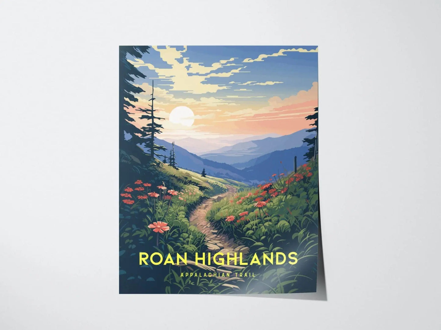 Roan Highlands Appalachian Trail, Framed Wall Art | AT, Carolina, Tennessee Mountains | Poster Hiker Backpacker Print Gift Idea Home Decor