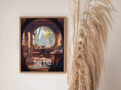 Bag End Shire Framed Wall Art | Lord Of The Rings Poster Design | Hobbit House Middle Earth Print | Tolkien Set Cottagecore LOTR Home Decor