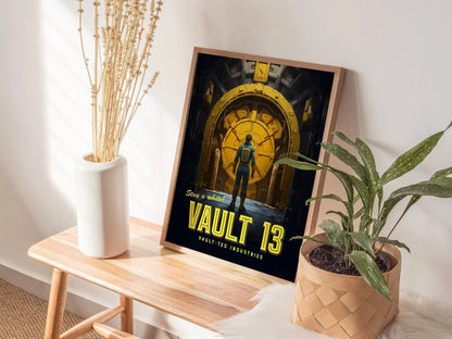 Fallout Game Fan Vault 13 Framed Wall Art | Apocalyptic Gamer Poster Design, Nuclear Prepper Series Print Gift Set RPG Home Decor Collection