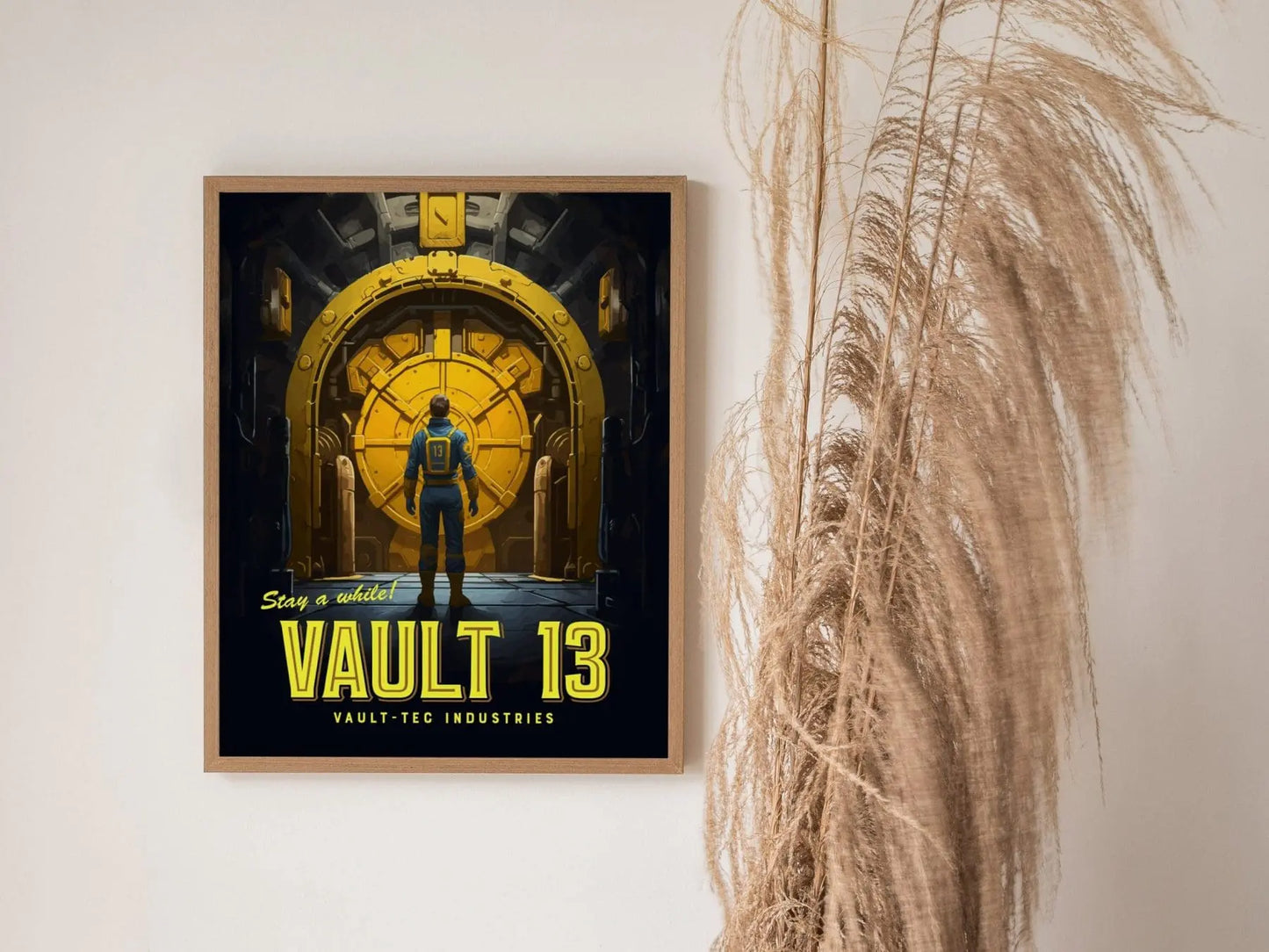 Fallout Game Fan Vault 13 Framed Wall Art | Apocalyptic Gamer Poster Design, Nuclear Prepper Series Print Gift Set RPG Home Decor Collection