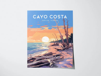 Cayo Costa State Park, Captiva, Florida Framed Wall Art - Sanibel Boca Grande Driftwood Beach Camping Poster Design Travel Island Print Gift