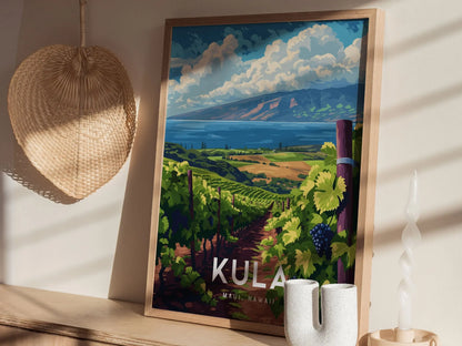 Kula Vineyard, Upcountry, Maui, Hawaii | Makawao Paia Pukalani Framed Wall Art Poster Design Travel Island Tropical Winery Print Gift Decor