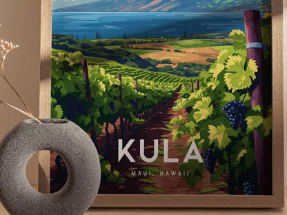 Kula Vineyard, Upcountry, Maui, Hawaii | Makawao Paia Pukalani Framed Wall Art Poster Design Travel Island Tropical Winery Print Gift Decor