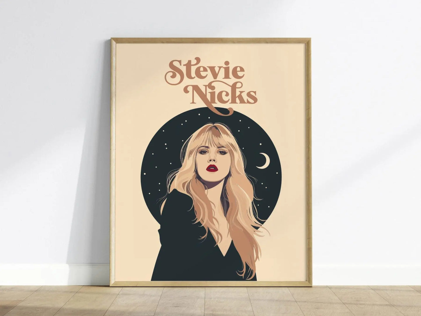 Stevie Nicks Minimal Design Wall Art Poster | 70s Rock Star Icon Fleetwood Mac Fan Framed Print Female Musician Portrait Band Decor Gift Set