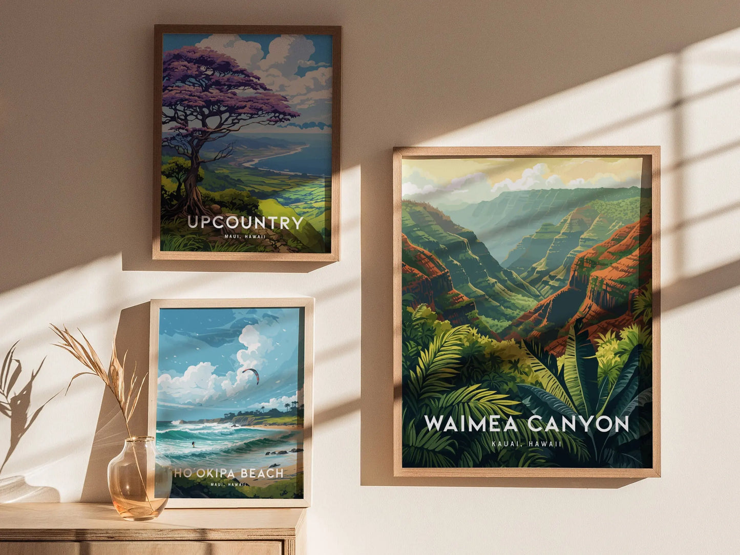 Waimea Canyon, Kauai, Hawaii - Pacific Island Framed Wall Art Poster Design Travel Artwork Hawaiian State Park Lush Tropical Gift Home Decor